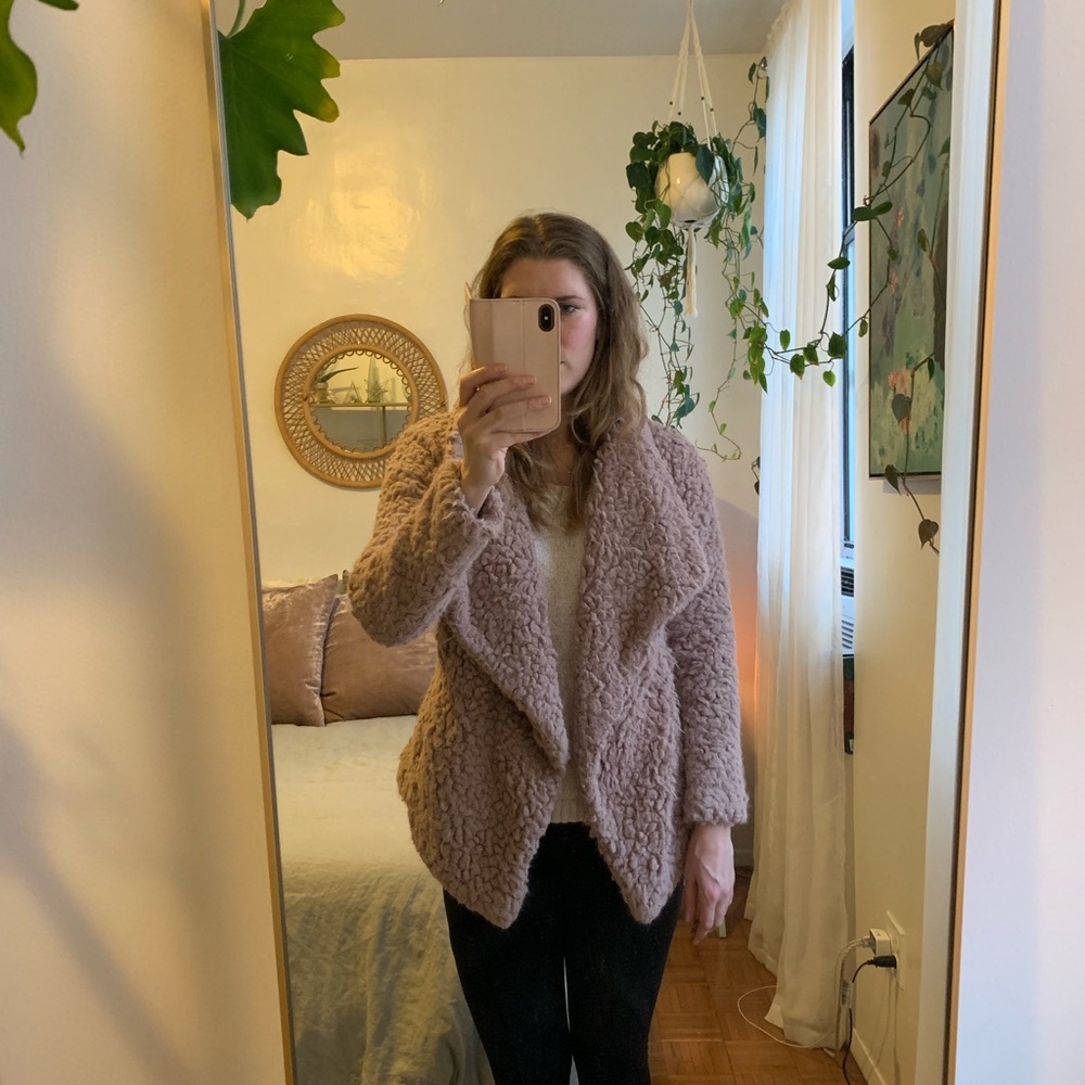 Zara blush teddy coat